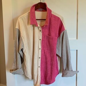 Color block corduroy shirt